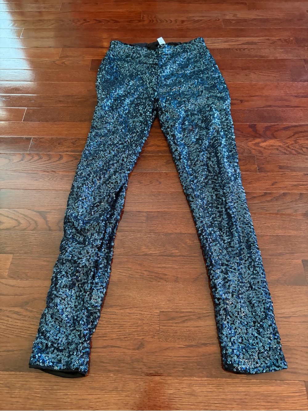 Women’s H&M Silvery Blue Sequin Slim Fit Pants (size Small)